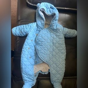 Baby Gap Quilted Chambray Bear Hood One Piece Outerwear 0-3M